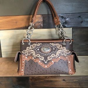 Montana West Concealed Brown Leather Shoulder Bag